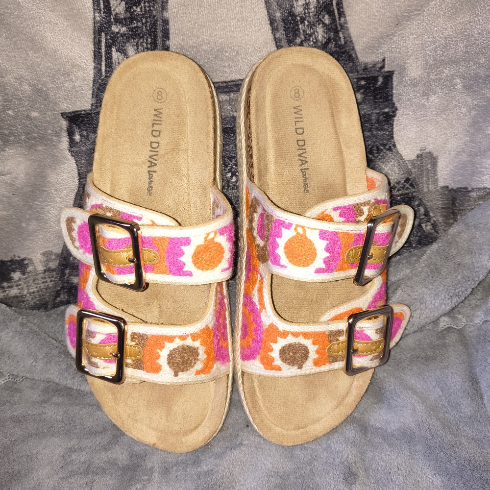 Wild Diva Colorful Buckle Sandals